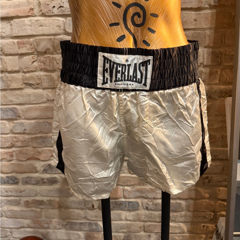 Everlast Silver Boxing Shorts with Black Waistband